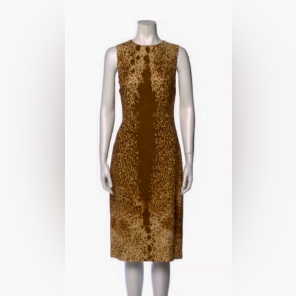 Michael Kors Premium Sleeveless Brown Patterned Sheath Dress Size 6